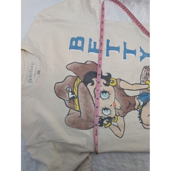 Betty Boop women's size small cowgirl t shirt off white short sleeve T10 - Picture 6 of 7
